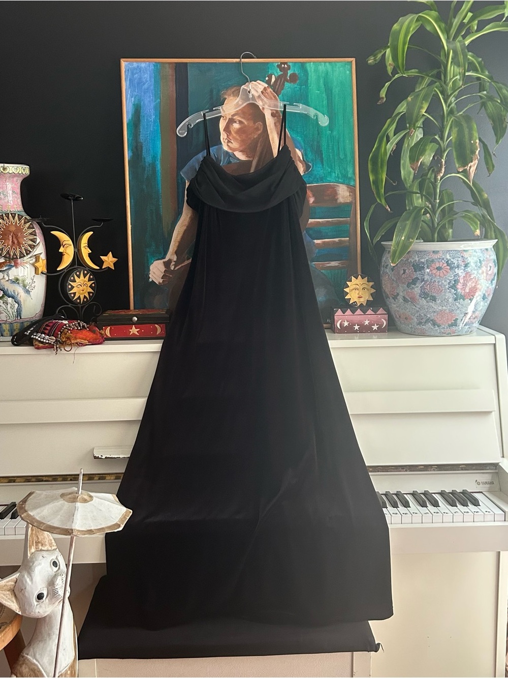 Vintage Jessica Black Cowl Neck Maxi Dress Size 12 Made in Canada